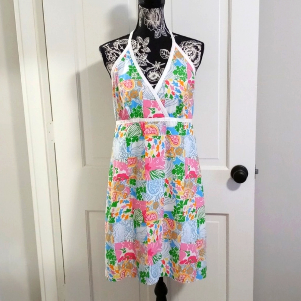 Htf/Vtg Lilly Pulitzer - Multi Patchwork Halter T… - image 1